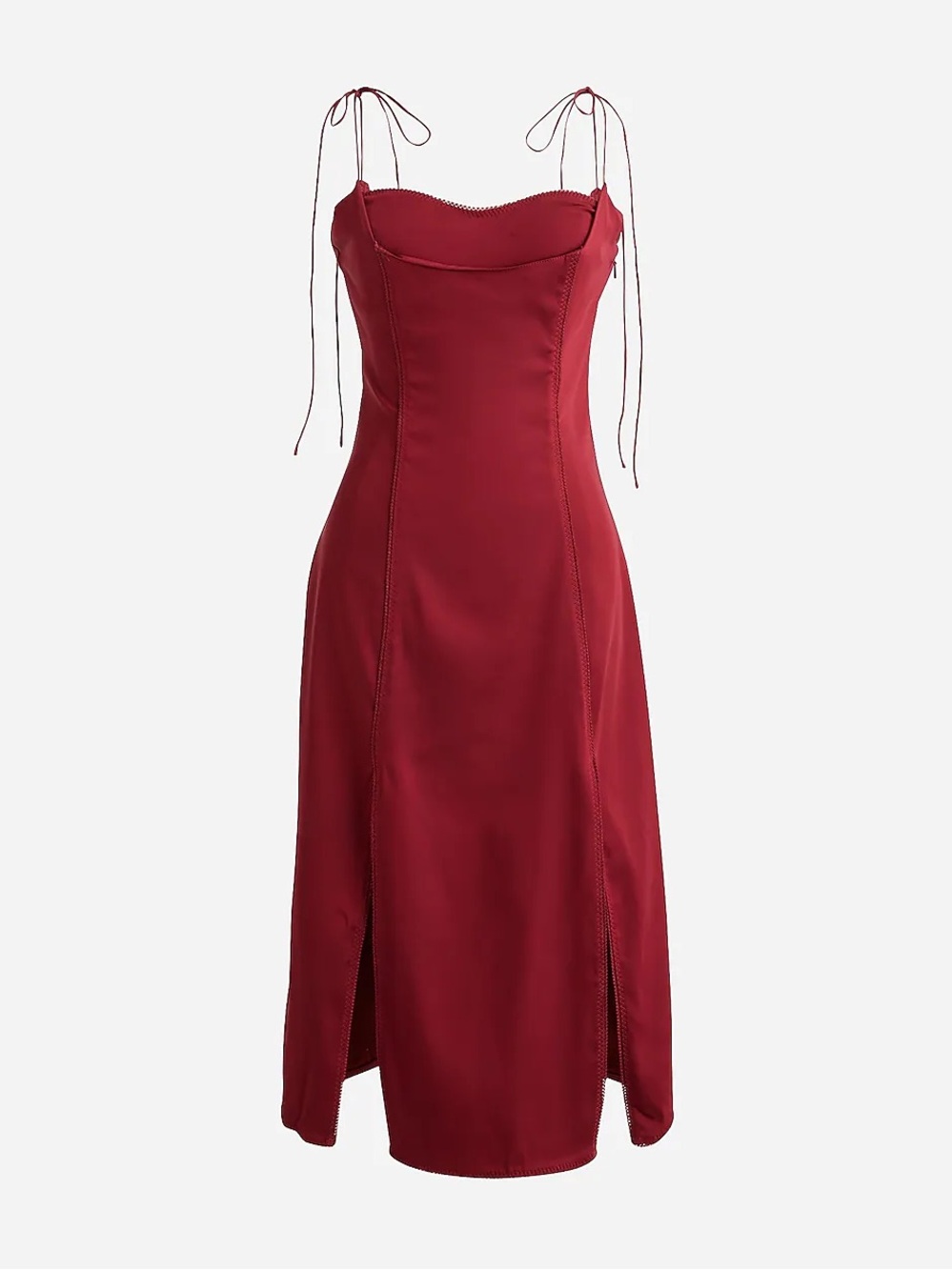 J. Crew x Anna October Vivid Burgundy Tie-Shoulder Midi Dress
